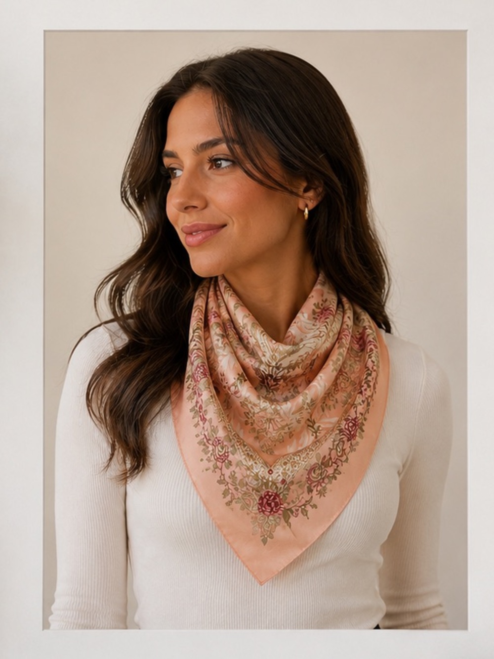 Vintage Pink Floral Handkerchief Scarf Cottagecore Romantic 30x30